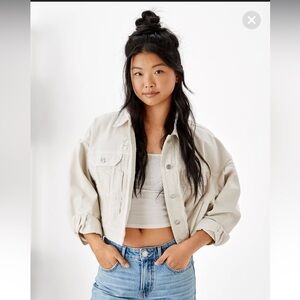 American Eagle Outfitters Cream Jean Jacket Classic Denim Style